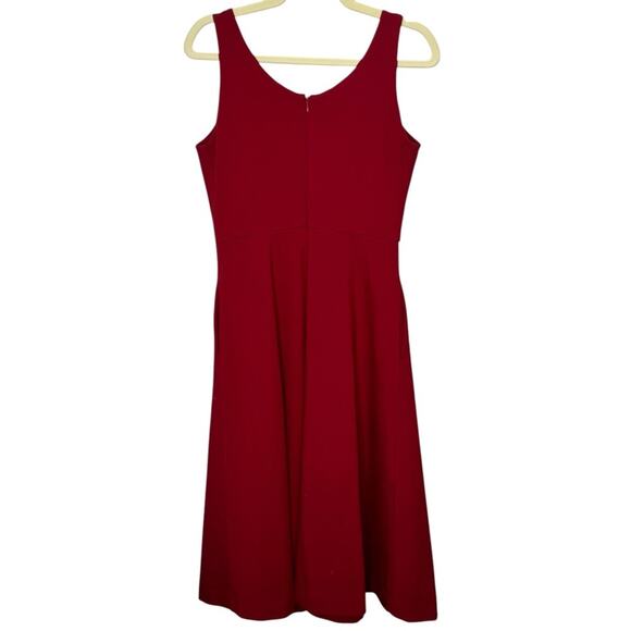 FRNCH Holiday Red A-line Romantic Scoop Neck Stretch Midi Sleeveless Dress Med - Picture 2 of 14